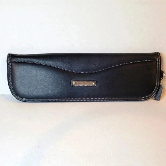 GEOFFREY BEENE Black Leather Tie Case Holder Travel Case Vintage - Picture 1 of 11